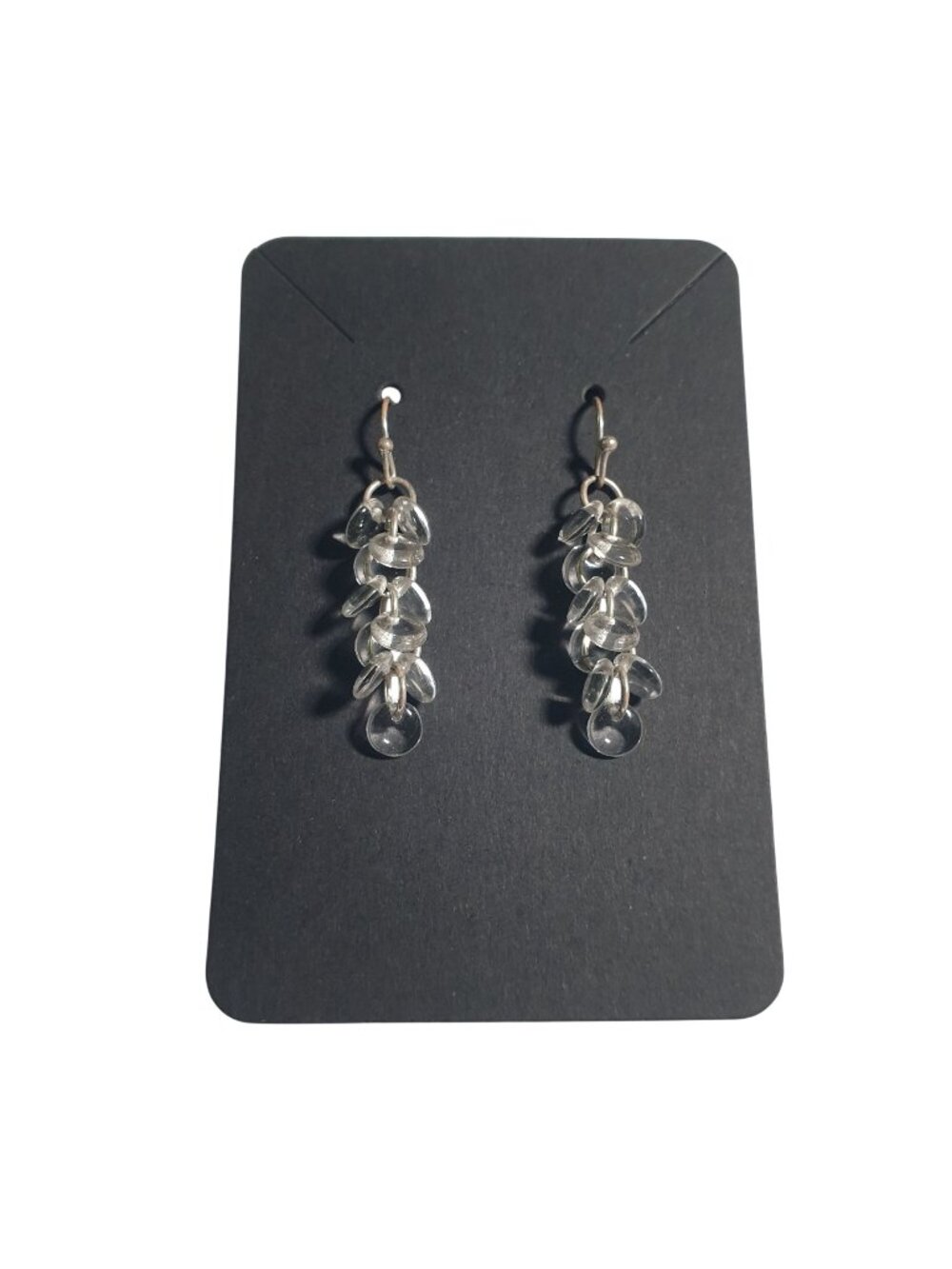 Clear Beaded Drop Earrings Acrylic Lightweight Modern Look Handmade Jewelry Gift
